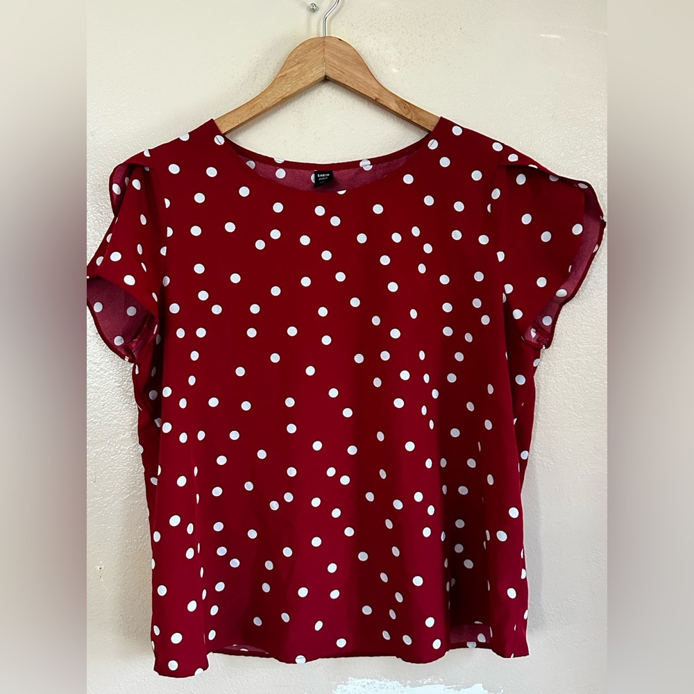 SHIEN Plus Size 0x Polka Dot Top